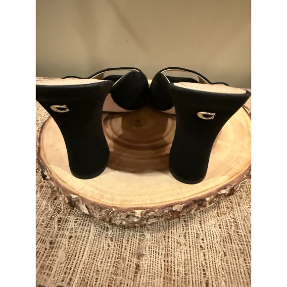 Coach Laurence Suede Sandal Black Block Heel Dressy Classic Elegant 9.5 Worn 1X - Picture 10 of 15